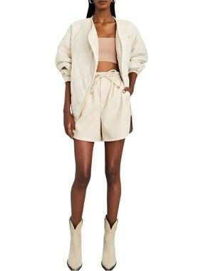 A.L.C. Cream Vegan Leather Ivory Drawstring Shorts Sz XS